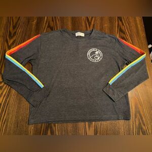 Ocean Drive Sz Medium Crop Top Shirt Long Sleeve Rainbow Women’s Florida beach